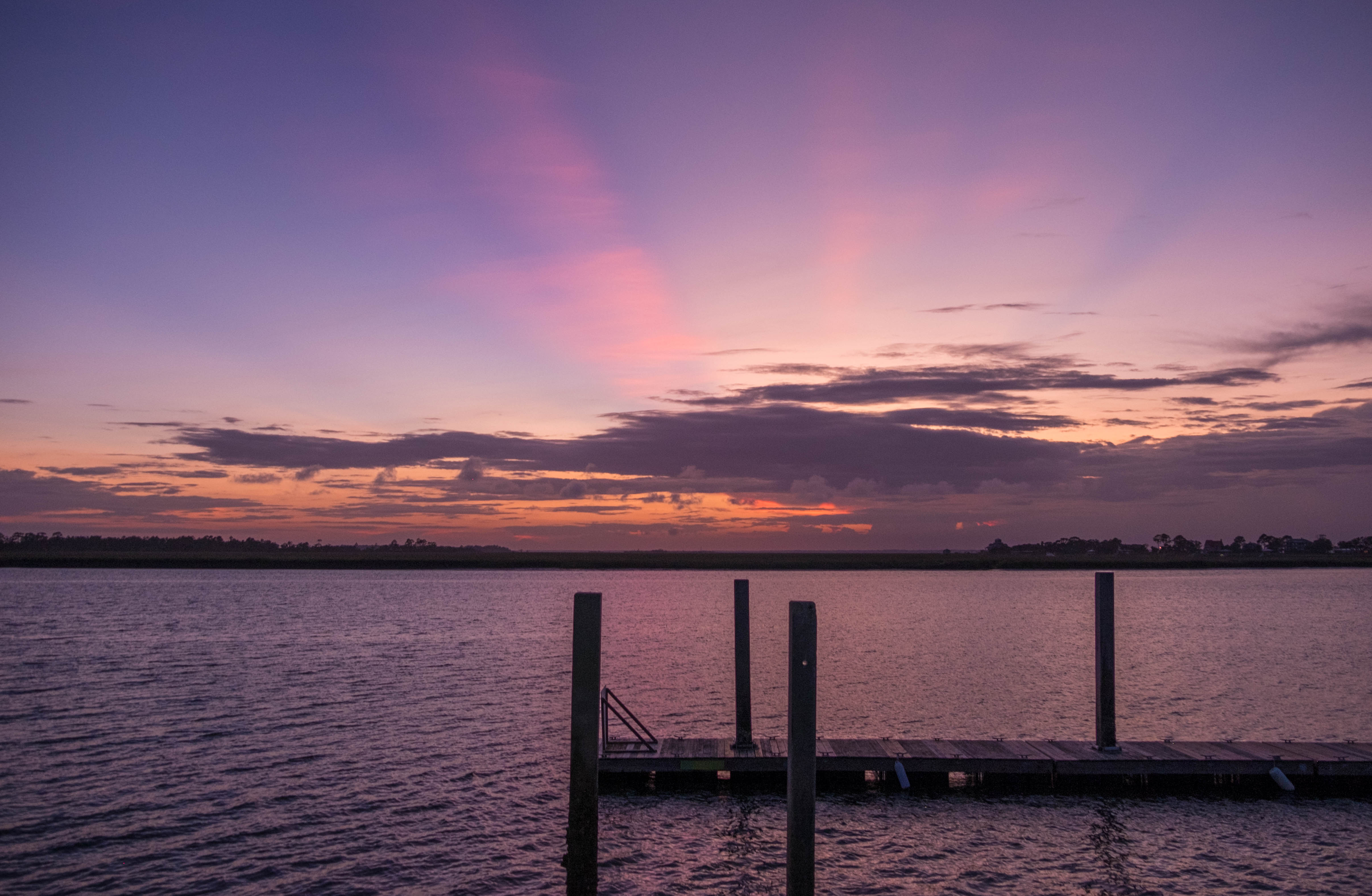 Tybee Island sunset from the dock overlooking the ocean