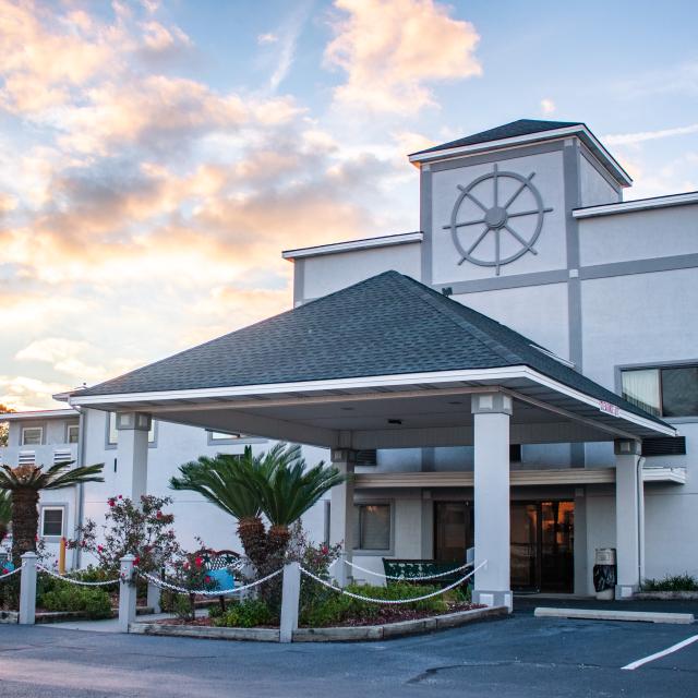 Exterior front view of a hotel