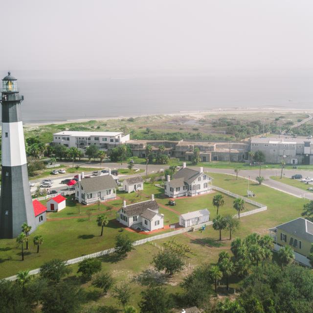 Aerial view of Tybee Island, GA