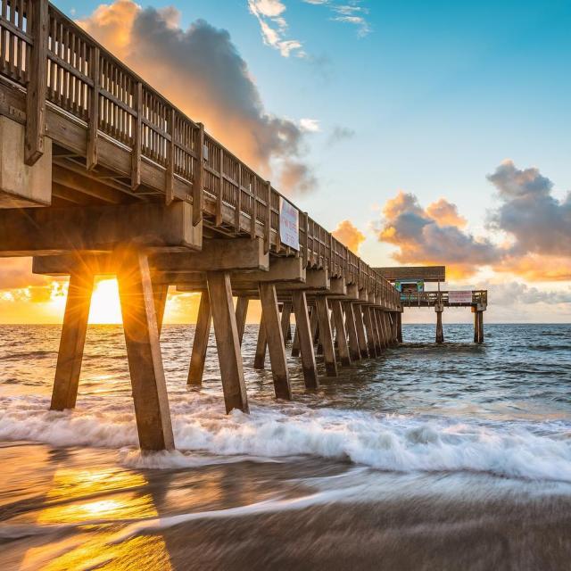 The ocean pier at sunset