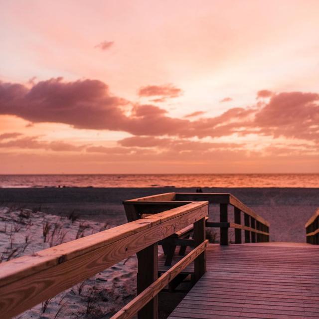 beach crossover at sunrise