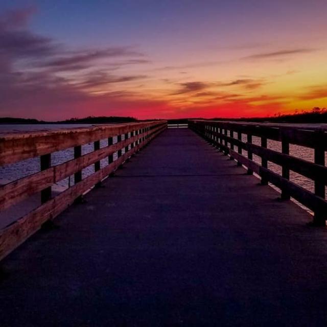 back river pier sunset