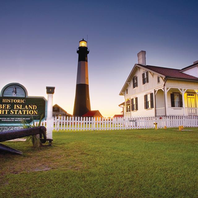 Tybee Island Lighthouse at sunset