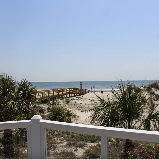 Outdoor deck with view overlooking the beach on Tybee Island