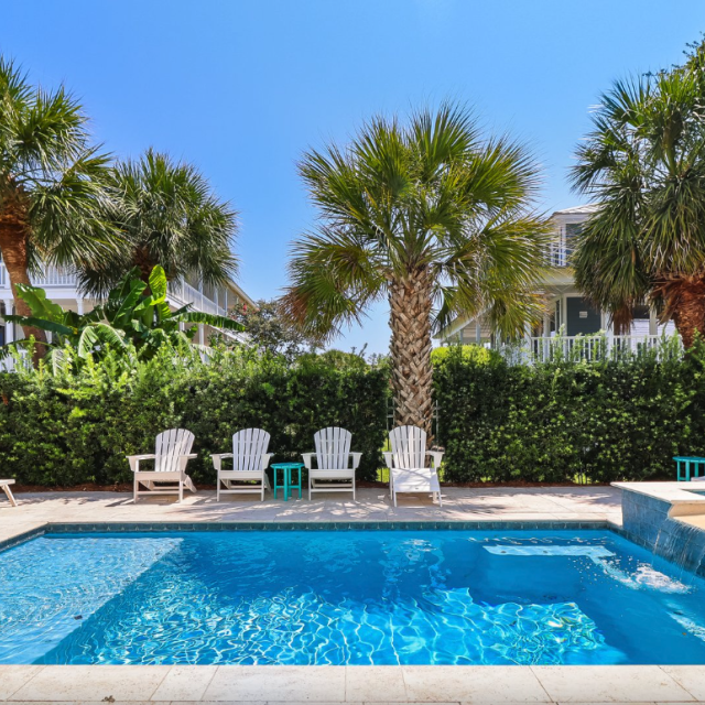 Pool area with hot tub