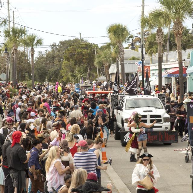 A large crowd of people enjoying a parade.