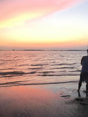 fishing tybee island beach sunset