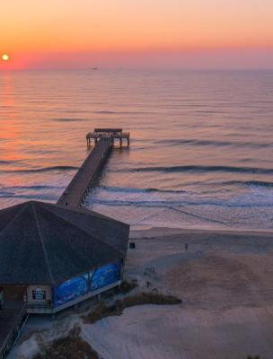 tybee island pier sunrise drone