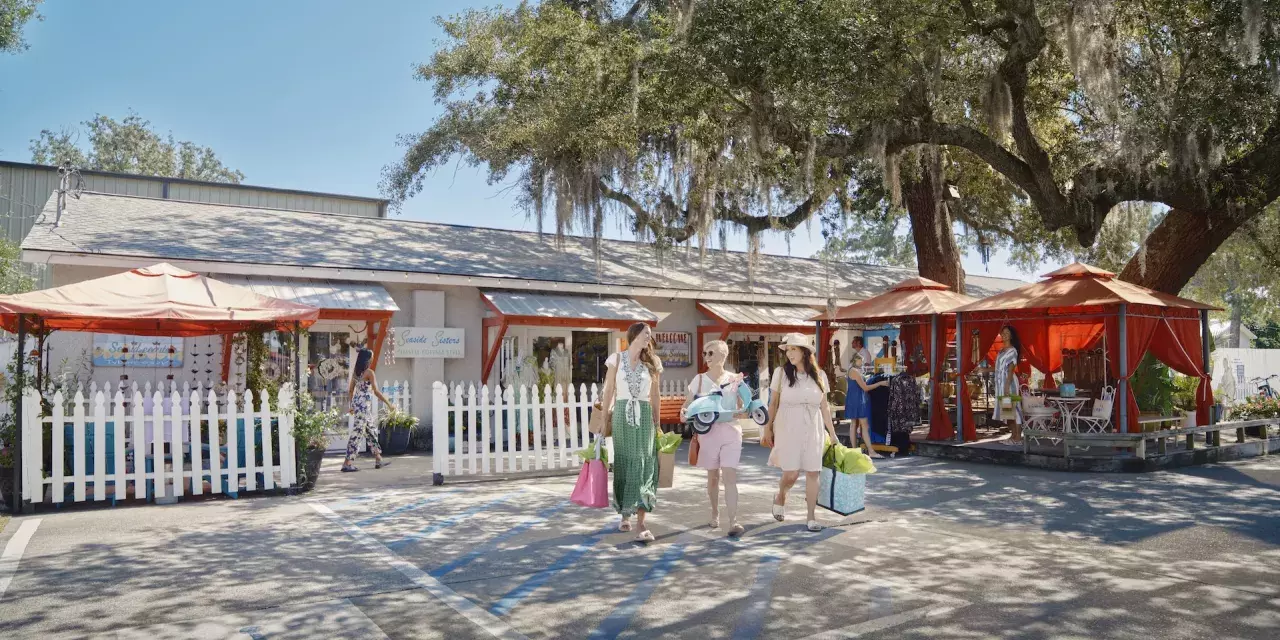 Women walking and shopping outdoors