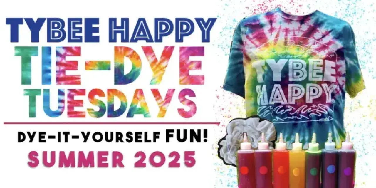 A promotional poster about a DIY tie-dye event with numerous paint colors.