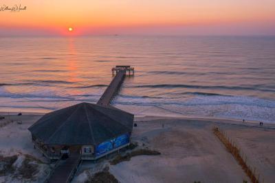 tybee island pier sunrise drone