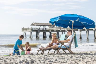 tybee island beach pier family sandcastle