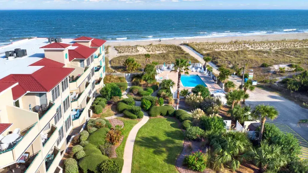 Tybee Island Rentals aerial view, condo and beach