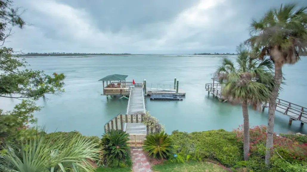 An private dock with a view of the creek.