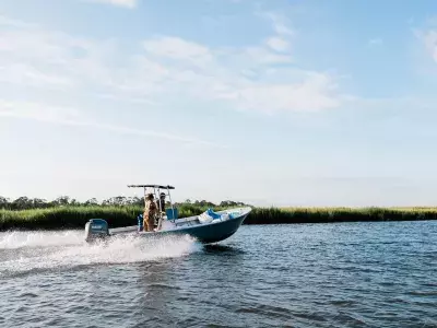 A small boat on the water.