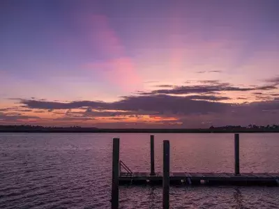 Tybee Island sunset from the dock overlooking the ocean