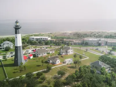 Aerial view of Tybee Island, GA