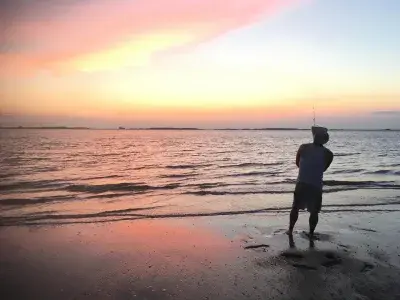 fishing tybee island beach sunset