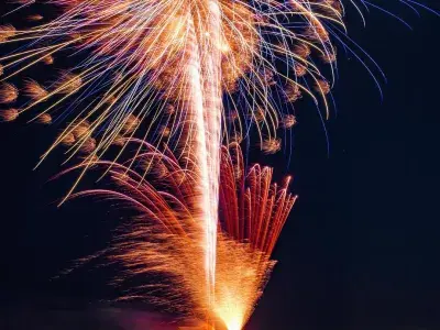 Outdoor evening fireworks show.