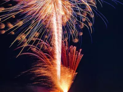 Outdoor evening fireworks show.
