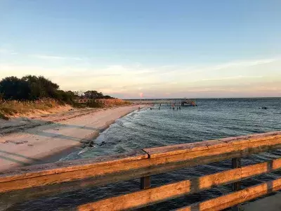 back river beach sunset