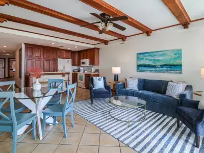 A nautical-themed living room area