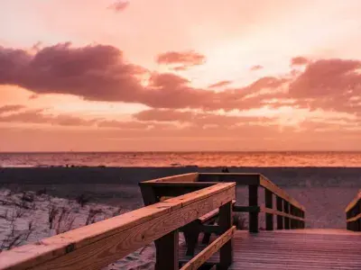 beach crossover at sunrise