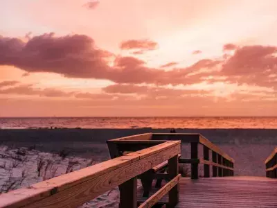 beach crossover at sunrise