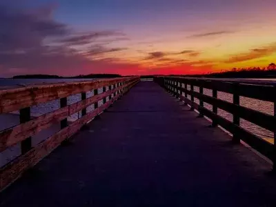back river pier sunset