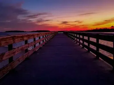 back river pier sunset
