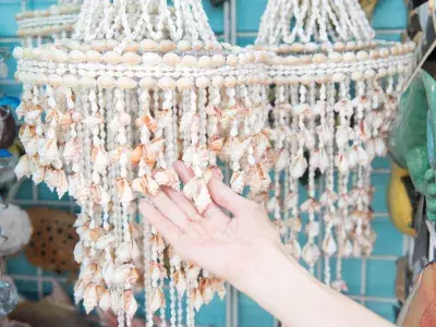 A chandelier made out of seashells