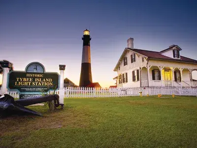 Tybee Island Lighthouse at sunset