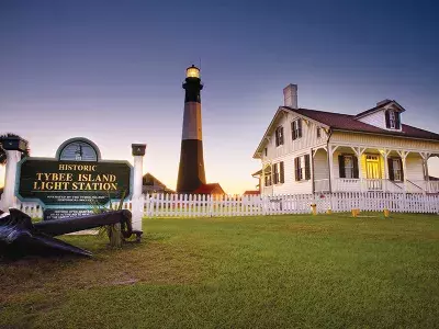 Tybee Island Lighthouse at sunset