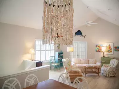 An attic bedroom suite living room and dining room