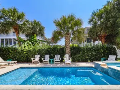 Pool area with hot tub
