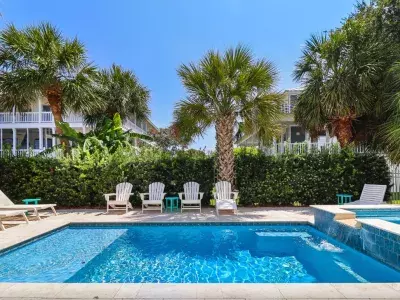 Pool area with hot tub