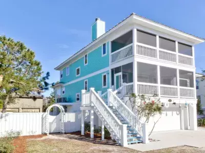 The exterior view of a large home