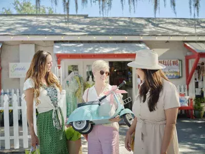 Three women shopping outdoors