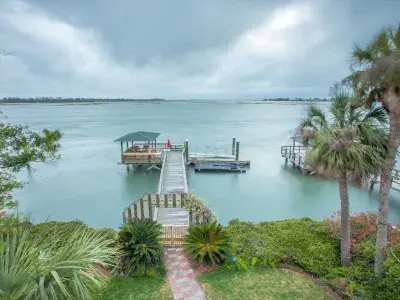An private dock with a view of the creek.