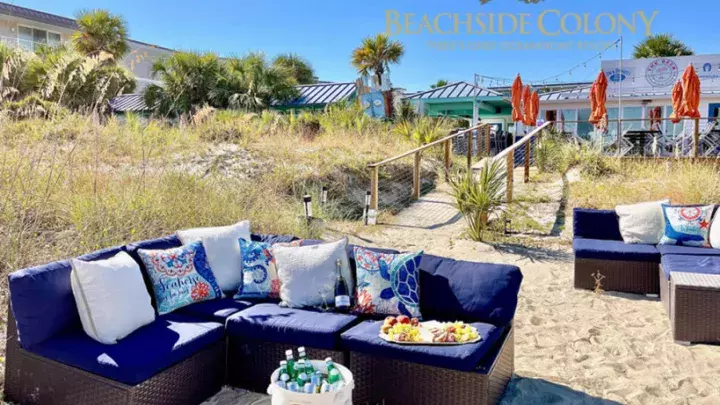 Outdoor seating and dining in the sand dunes