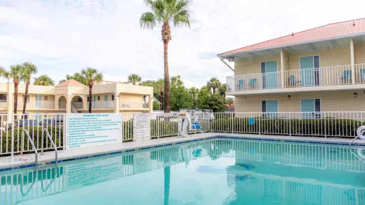 A large hotel pool.