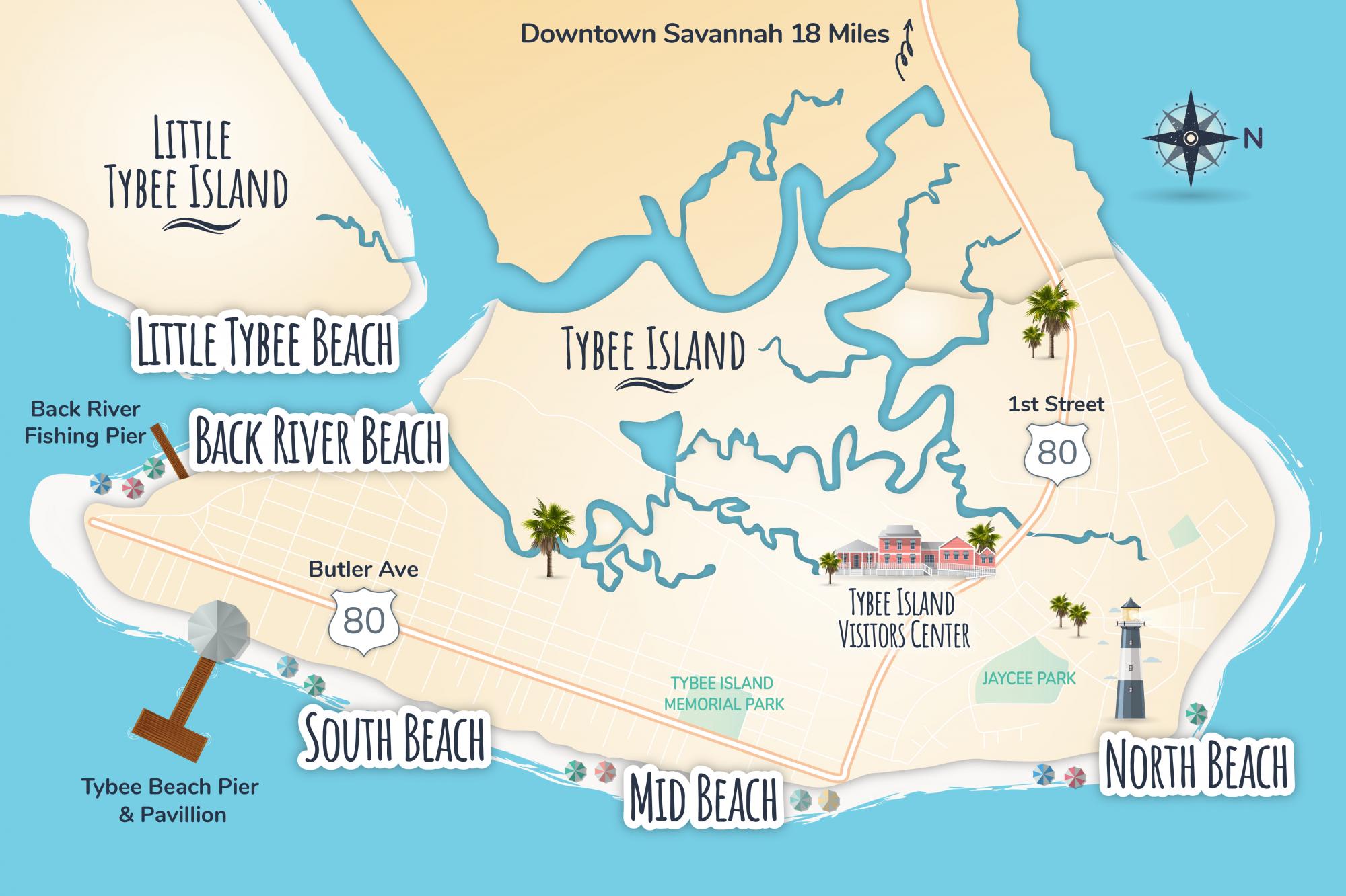 Map Of Tybee Island Tybee Island Beaches | VisitTybee.com