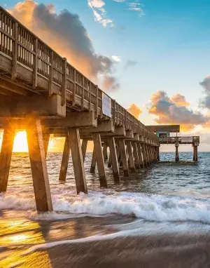 The ocean pier at sunset