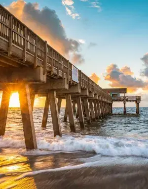 The ocean pier at sunset