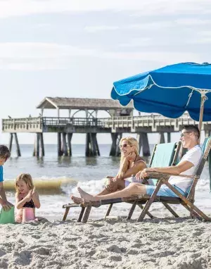 tybee island beach pier family sandcastle