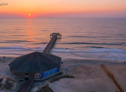tybee island pier sunrise drone