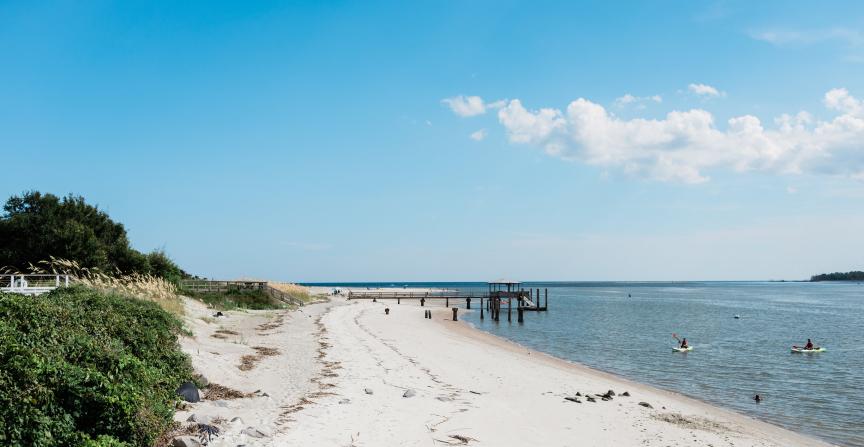 View of the dock on Back River Beach, Tybee Island
