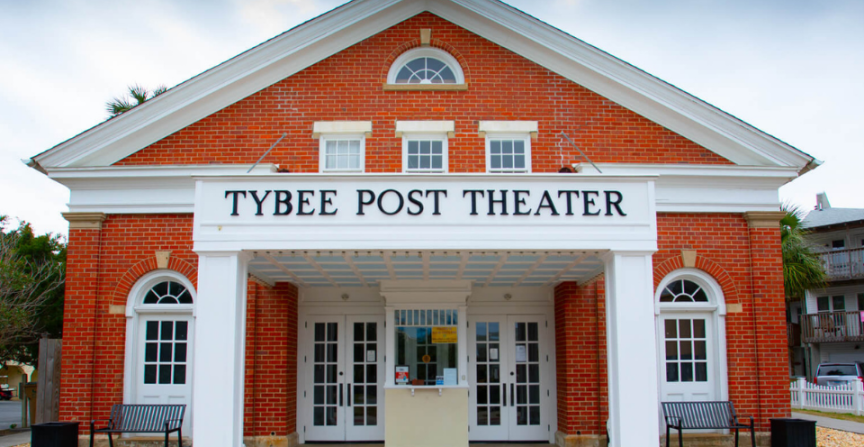 Exterior view of a historic theatre.
